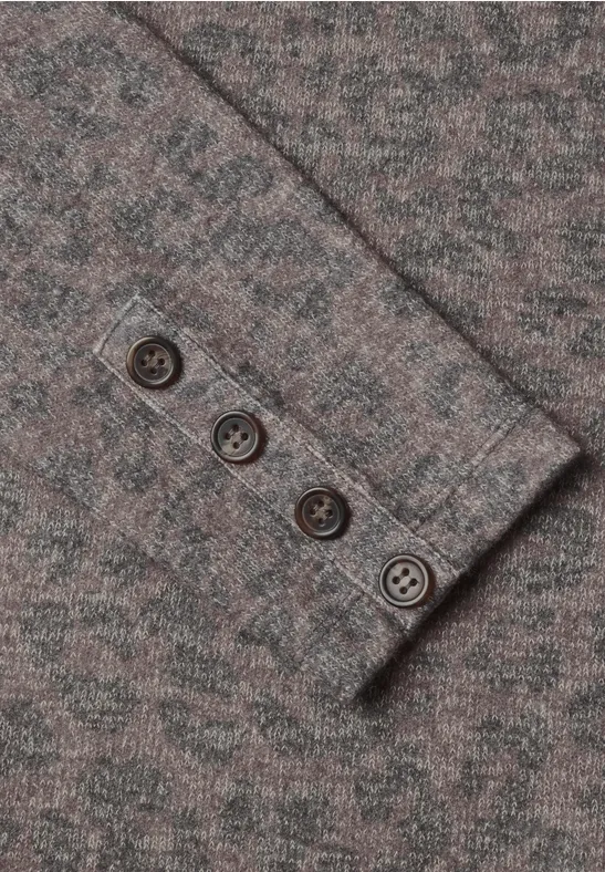 Tissu gris chiné avec quatre boutons marron