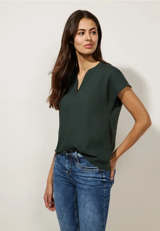 Blusenshirt in Unifarbe hillside green