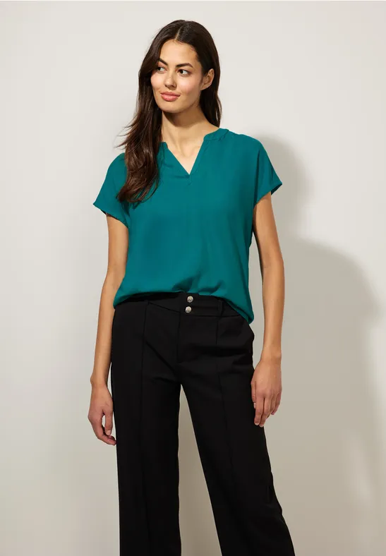Blusenshirt in Unifarbe peacock green