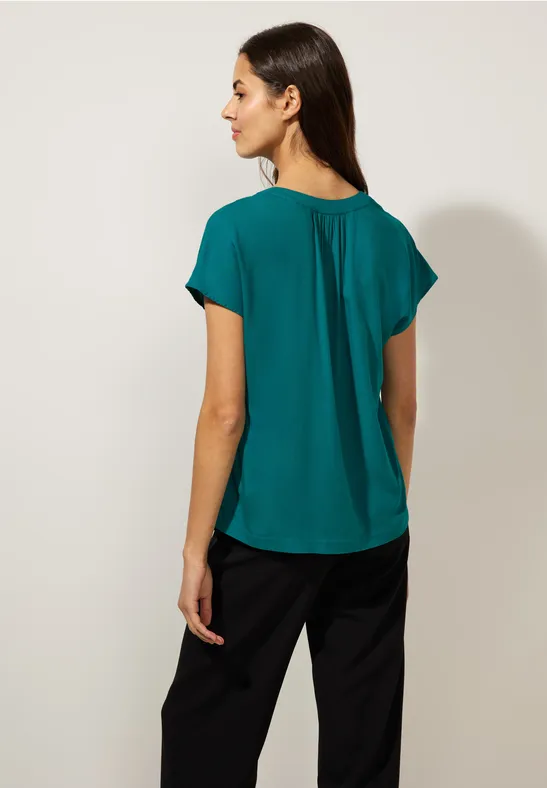 Blusenshirt in Unifarbe peacock green