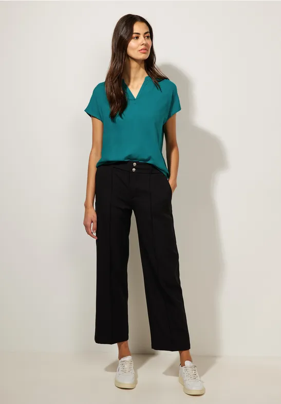 Blusenshirt in Unifarbe peacock green