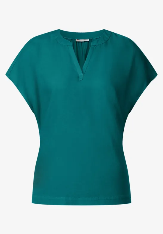 Blusenshirt in Unifarbe peacock green