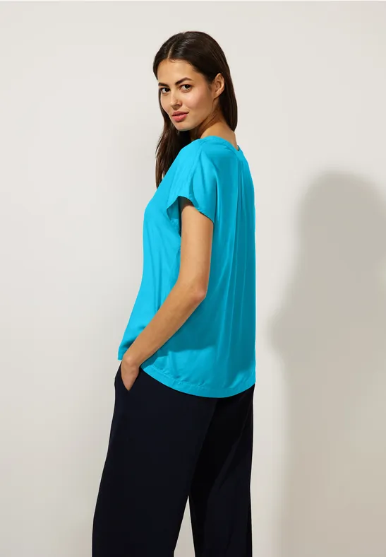 Blusenshirt in Unifarbe splash aqua