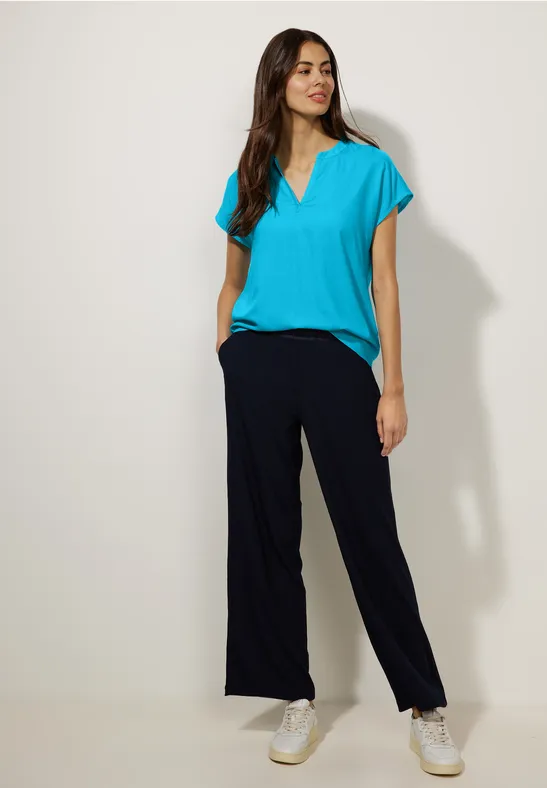 Blusenshirt in Unifarbe splash aqua