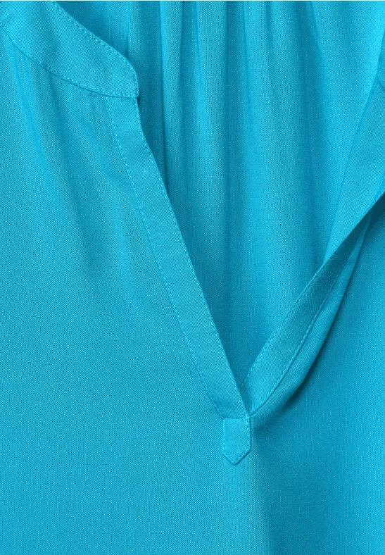 Blusenshirt in Unifarbe splash aqua