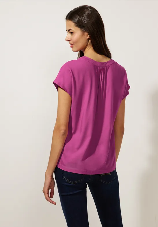 Blusenshirt in Unifarbe flash pink