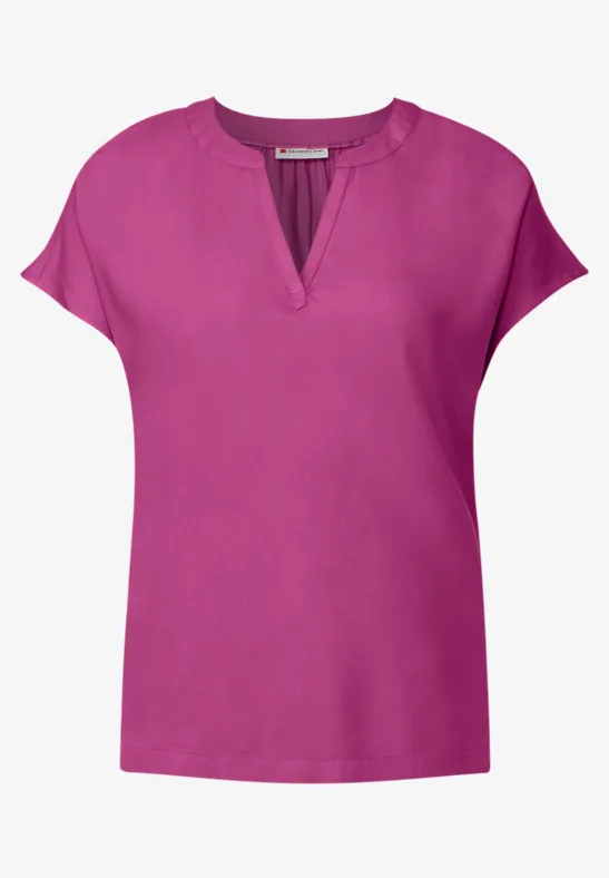 Blusenshirt in Unifarbe flash pink