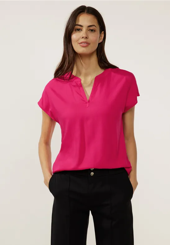 Blusenshirt in Unifarbe fiesta pink