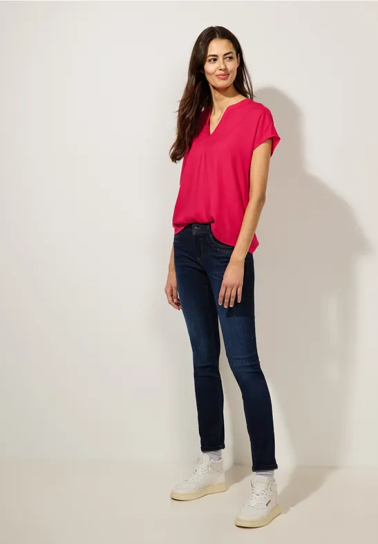 Blusenshirt in Unifarbe fiesta red