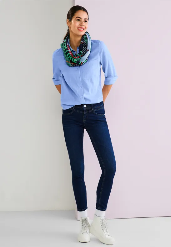 Strukturierte Officebluse original blue
