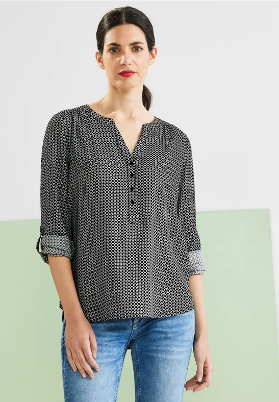 Bluse mit Alloverprint Black
