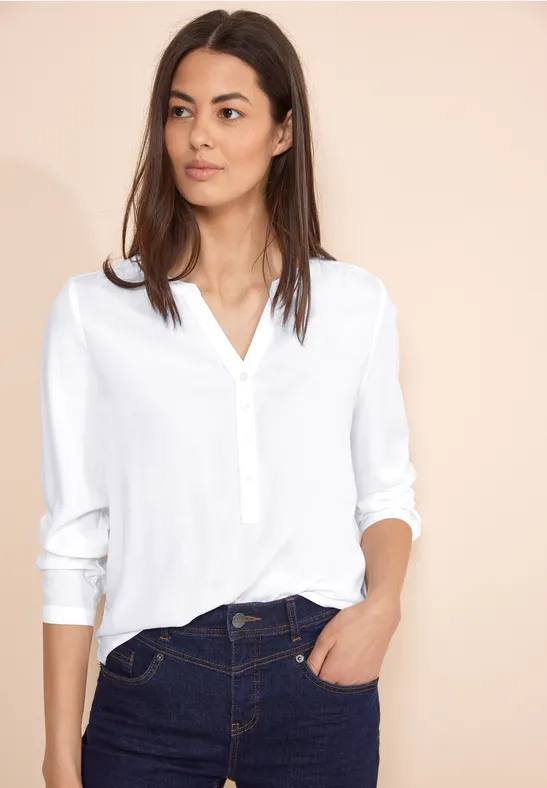 Basic Bluse in Unifarbe White