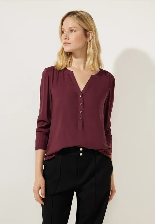 Basic Bluse in Unifarbe purple brown