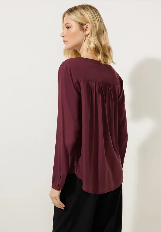 Basic Bluse in Unifarbe purple brown