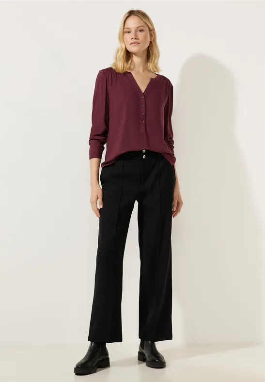 Basic Bluse in Unifarbe purple brown