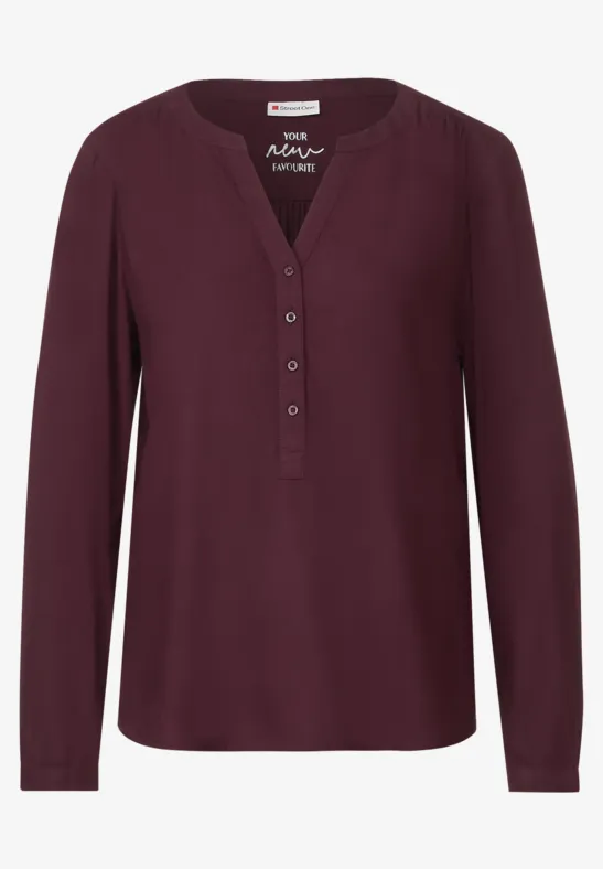 Basic Bluse in Unifarbe purple brown