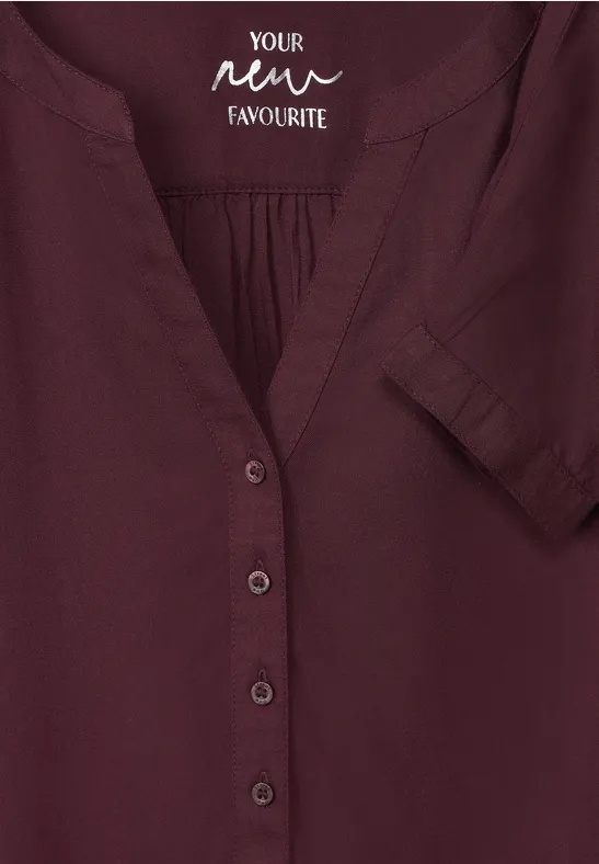Basic Bluse in Unifarbe purple brown