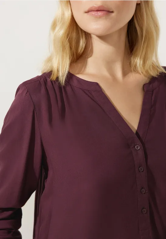 Basic Bluse in Unifarbe purple brown
