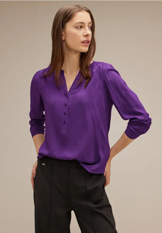 Basic Bluse in Unifarbe deep pure lilac
