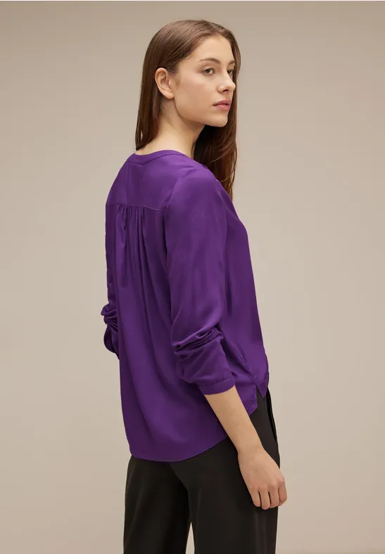 Basic Bluse in Unifarbe deep pure lilac
