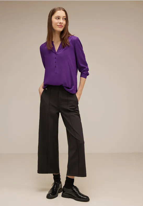 Basic Bluse in Unifarbe deep pure lilac
