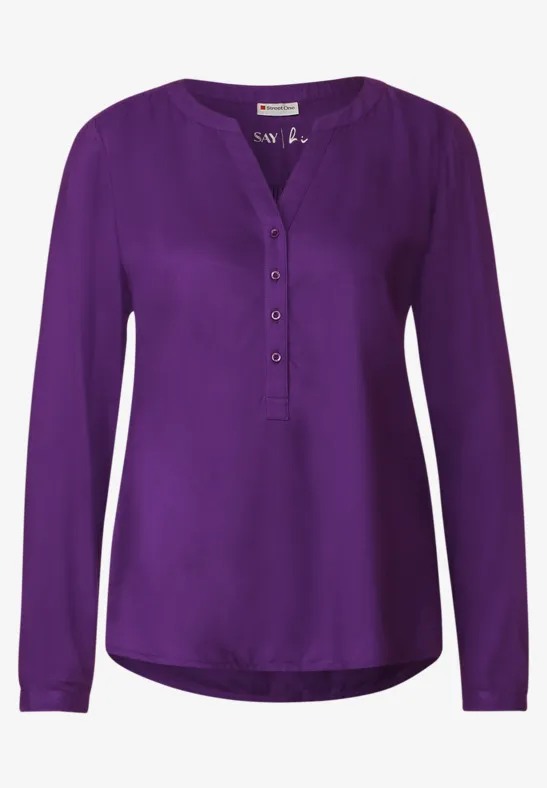 Basic Bluse in Unifarbe deep pure lilac