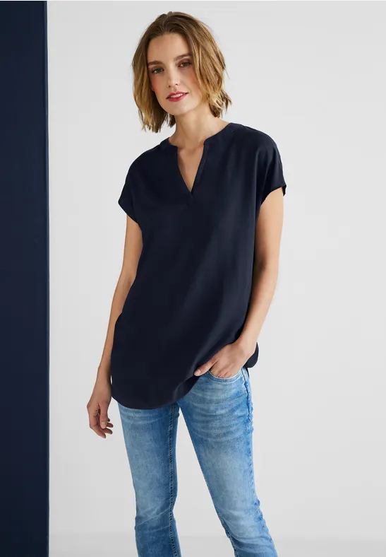 Viskose Long Blusenshirt deep blue