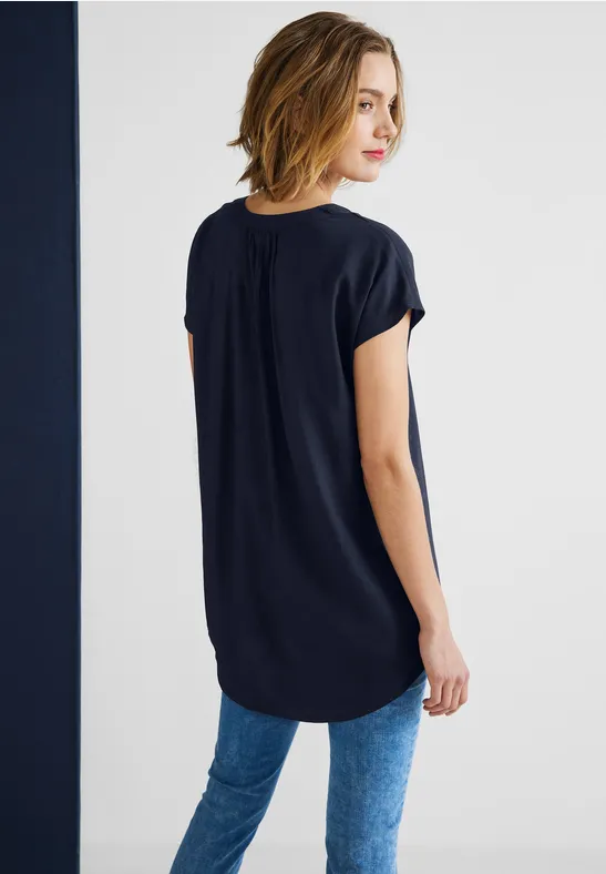 Viskose Long Blusenshirt deep blue