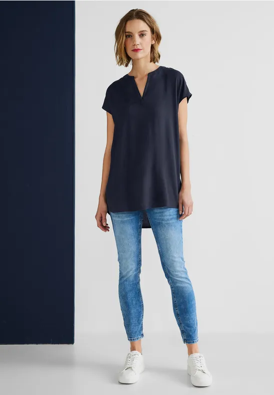 Viskose Long Blusenshirt deep blue