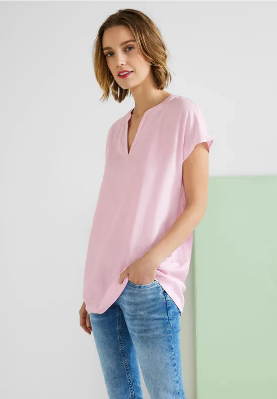 Viskose Long Blusenshirt fresh rose