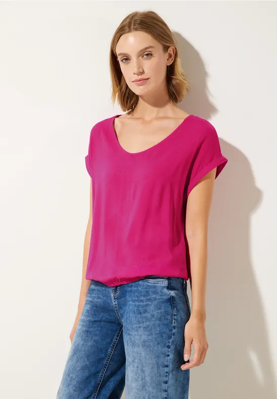 Bluse mit Elastiksaum oasis pink