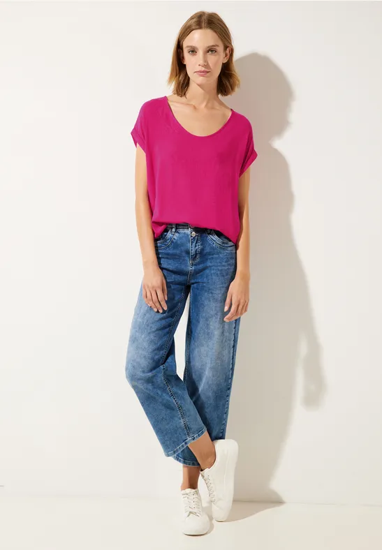 Bluse mit Elastiksaum oasis pink