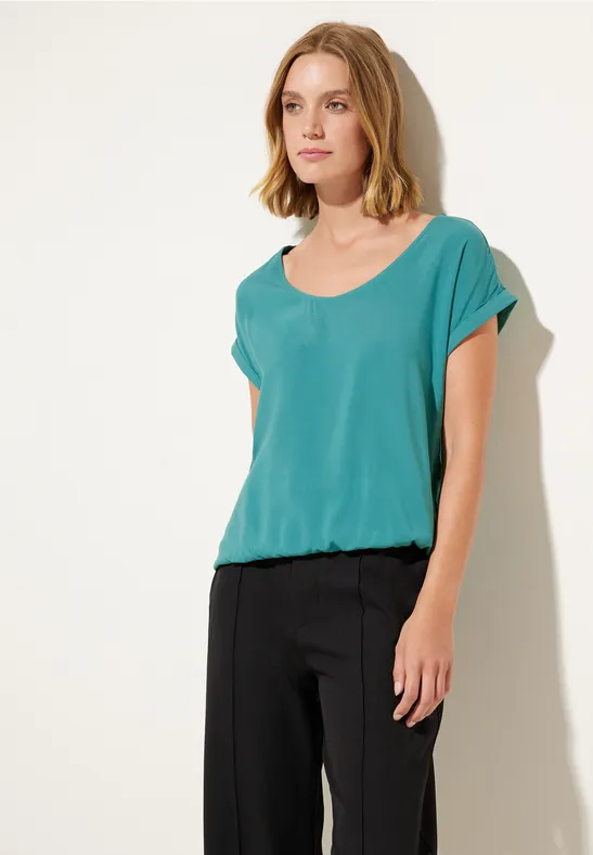 Bluse mit Elastiksaum lagoon green