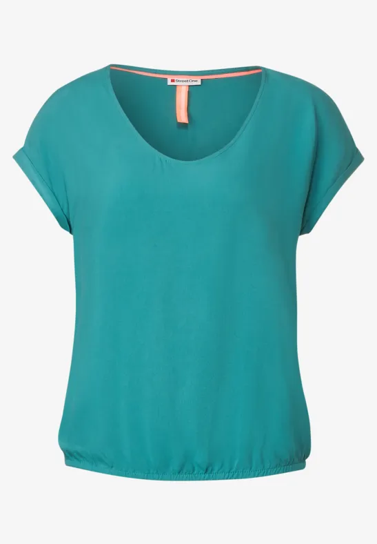 Bluse mit Elastiksaum lagoon green