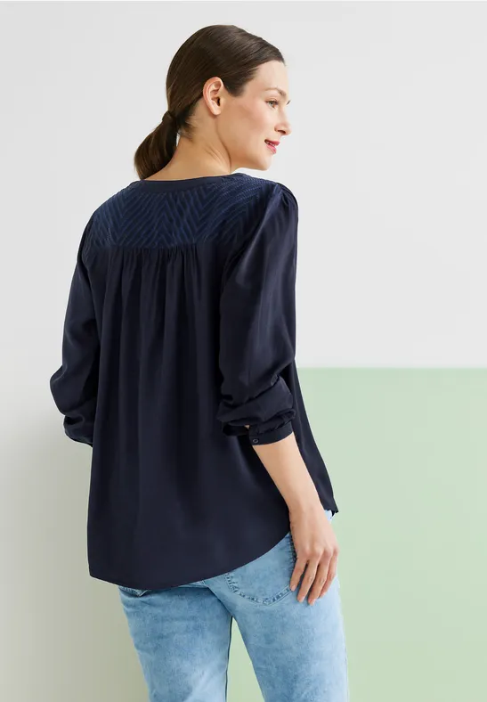 Bluse mit kurzer Knopfleiste deep blue