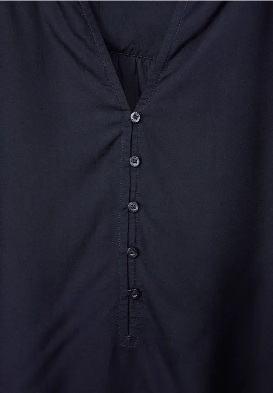 Bluse mit kurzer Knopfleiste deep blue
