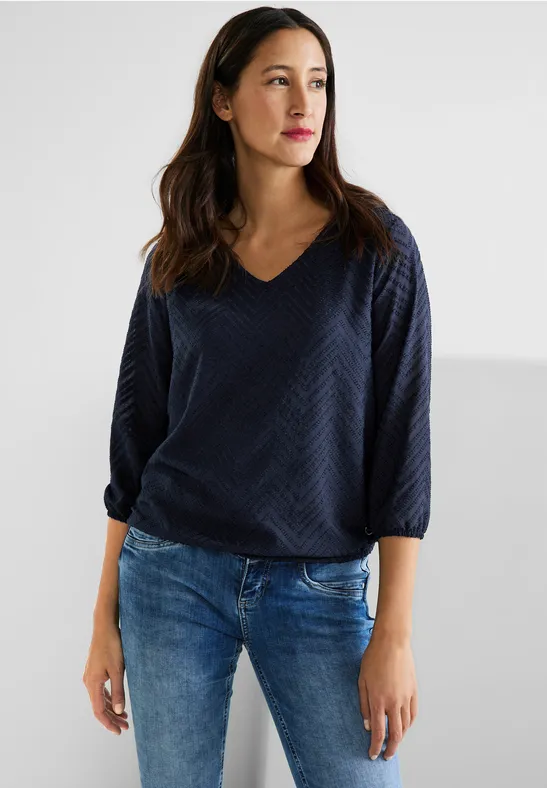 Bluse mit Smokdetails deep blue