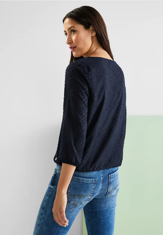 Bluse mit Smokdetails deep blue
