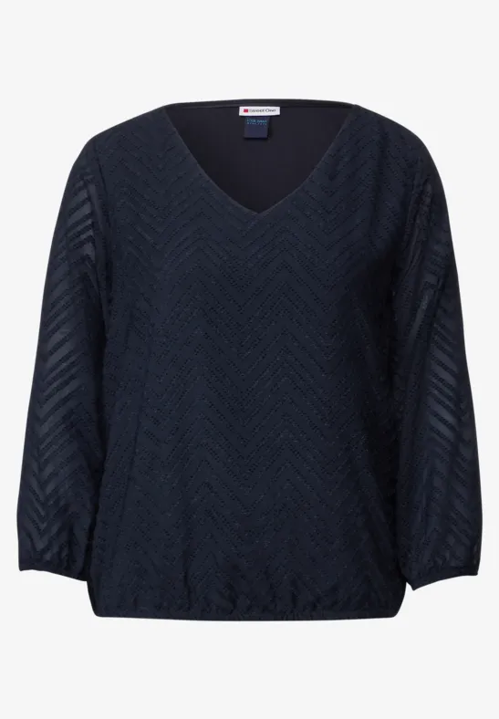 Bluse mit Smokdetails deep blue