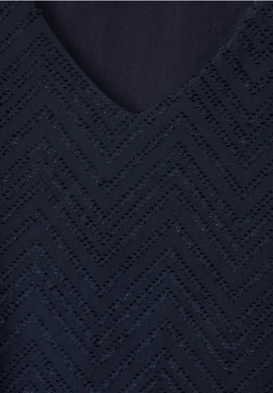 Bluse mit Smokdetails deep blue