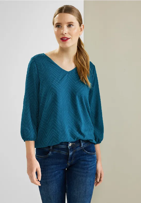 Bluse mit Smokdetails deep splash blue