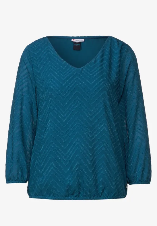 Bluse mit Smokdetails deep splash blue