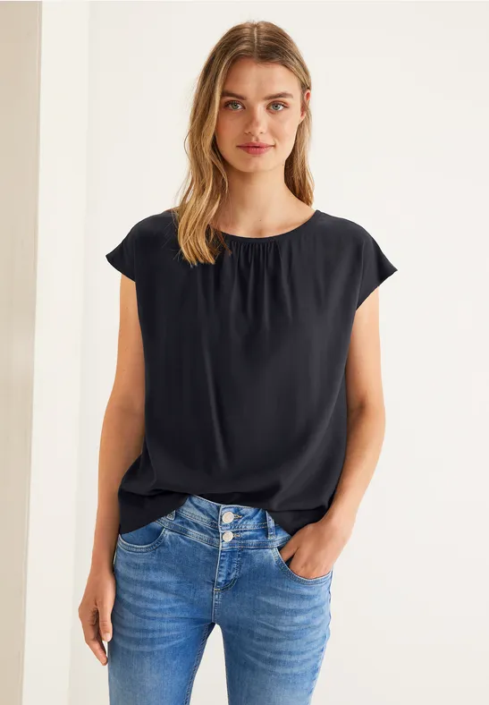 Bluse mit Raffungen dark vintage blue