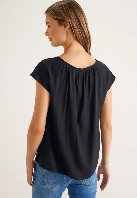 Bluse mit Raffungen dark vintage blue