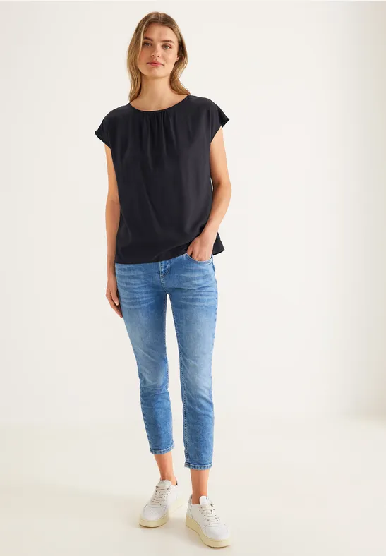 Bluse mit Raffungen dark vintage blue