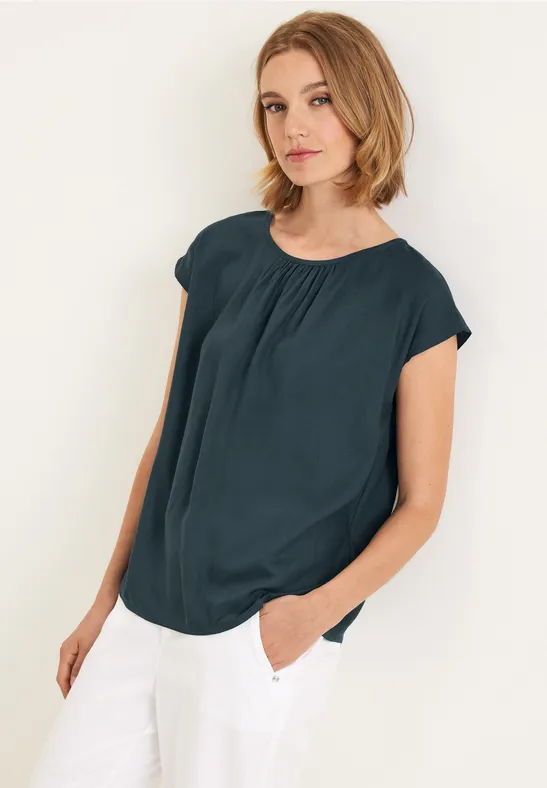 Bluse mit Raffungen cool vintage green