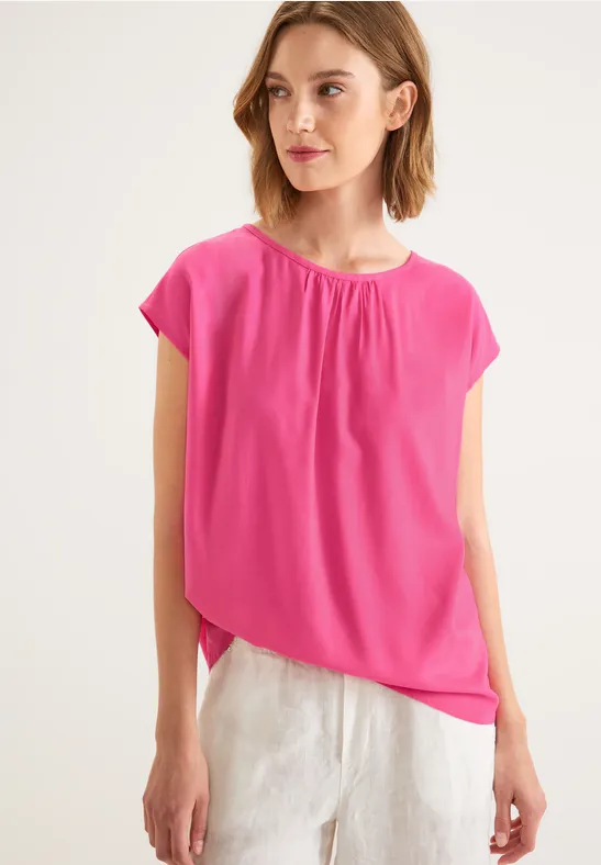 Bluse mit Raffungen berry rose