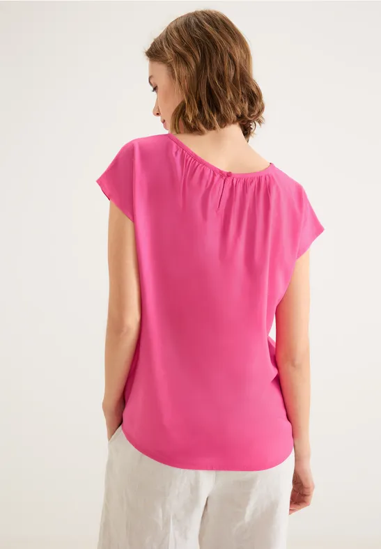 Bluse mit Raffungen berry rose