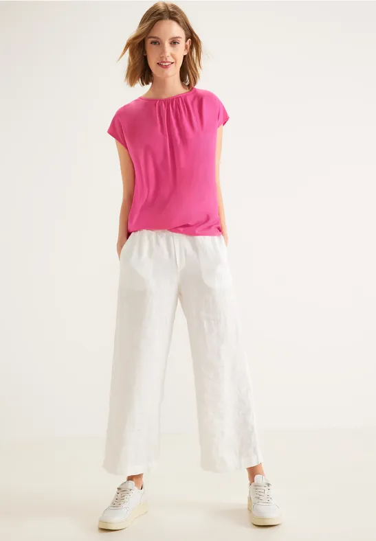 Bluse mit Raffungen berry rose