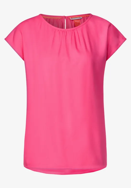 Bluse mit Raffungen berry rose